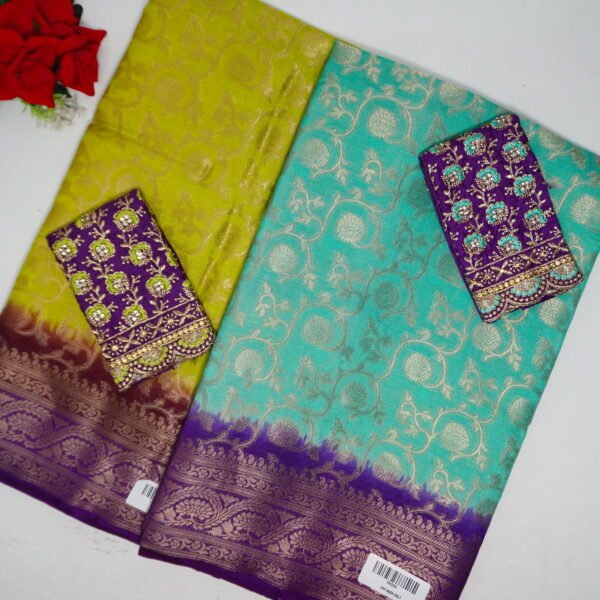 Mysoure silk With Benarus weaving And Work Blouse -MB107