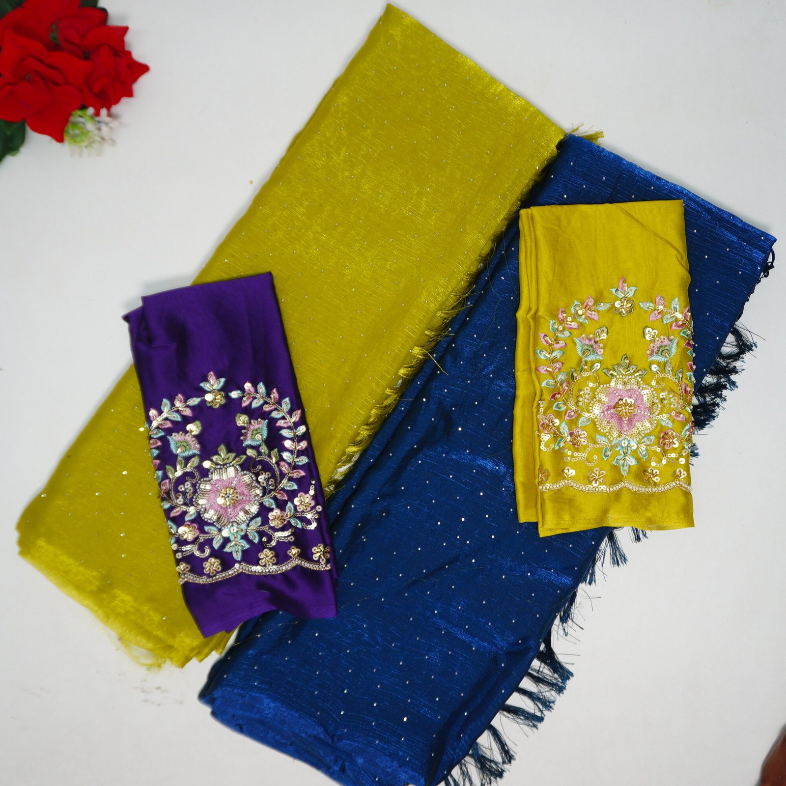 115 (7) Space Silk Georgette Sarees -MB115 - Image 1