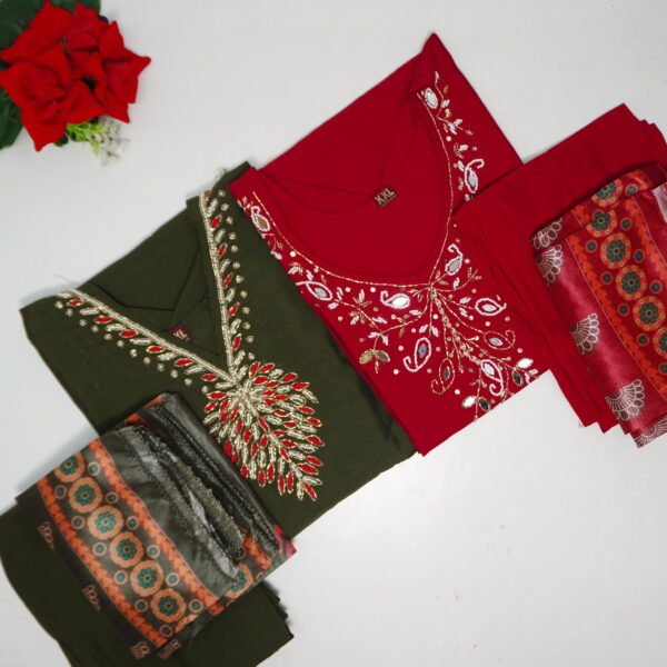 Roman Silk Maggam Work Ready to Ware -MB135(XXL-44Size)