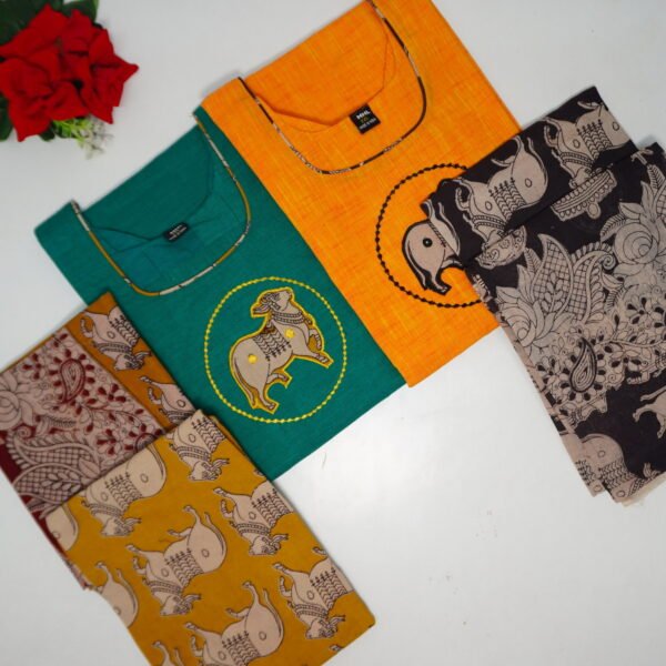 Pure Mangalagiri Cotton 3 Piece Set-MB136(XXL-44 Size)