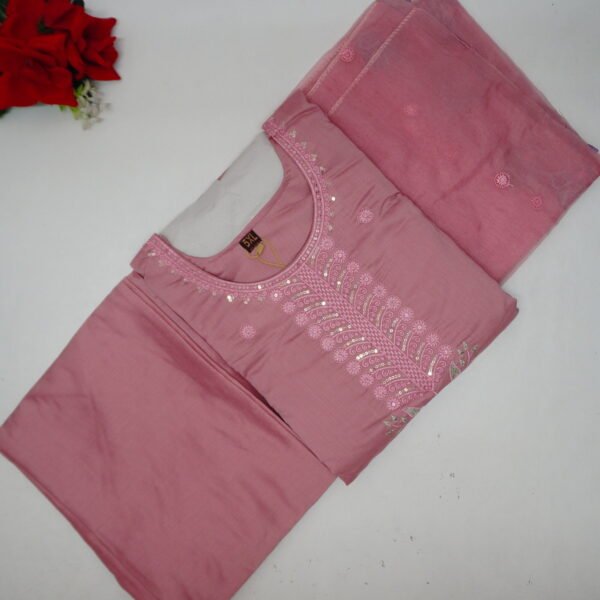 Rose Gold Roman silk special Cut work 3 Piece-MB166