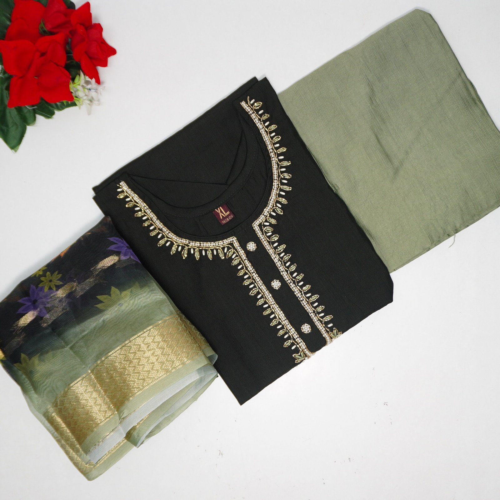 174 (2) Vatican Silk With Maggam Work Deasigner -MB174 - Image 1