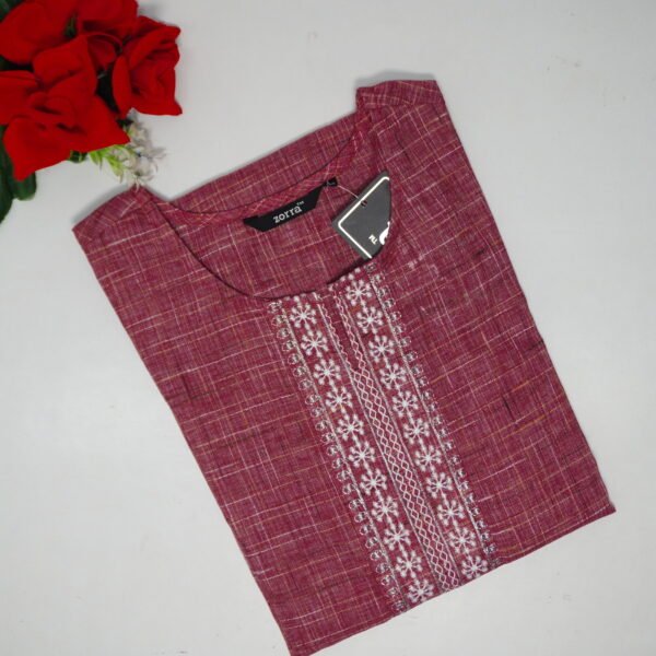 Rayon Stright Cut Work Pocket Tops -MB198(Onion Pink)