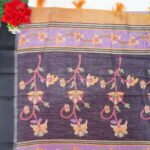 Black special Pure Lenin Embosed Pure Fancy sarees -MB312 - Image 3