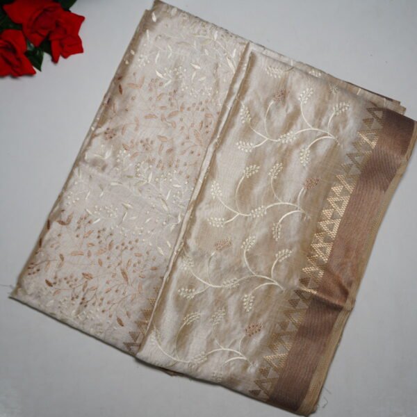 Chanderi silk Gold Special Embroidary Deasigner Sarees -MB319