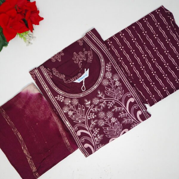 Masleeen Silk 3Peace Set Dreses(Wine Special)-MB323(M-XXL)