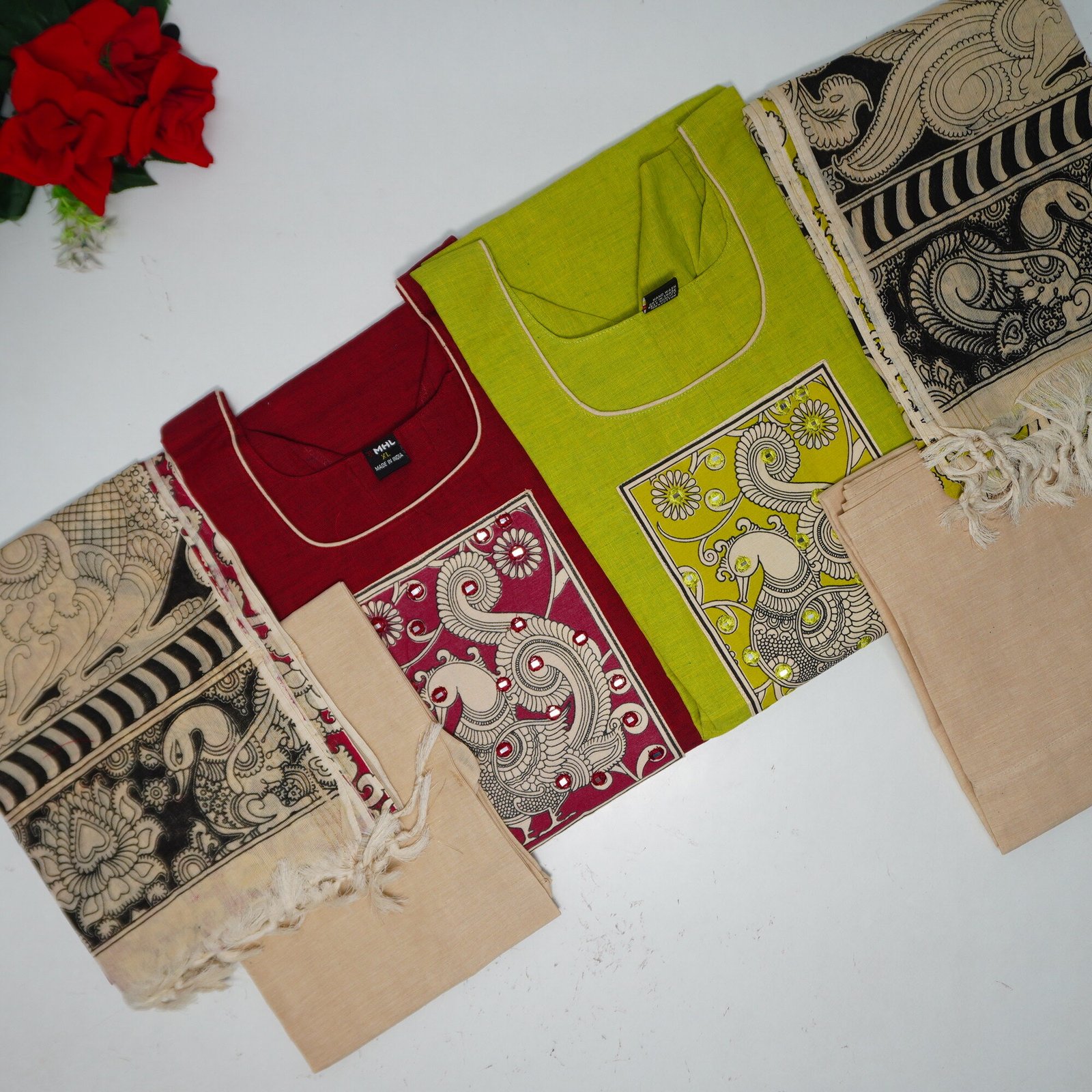 324 (5) Pure Khadi Cotton Ready To Ware Dreses-MB324(42Inch-XL) - Image 1