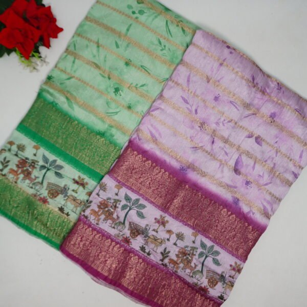 Tusser Georgette Mango Zarry Sarees -MB334