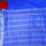 Pineapple Silk In Silver Mangalagiri Checkes Sarees-MB366 - Image 2