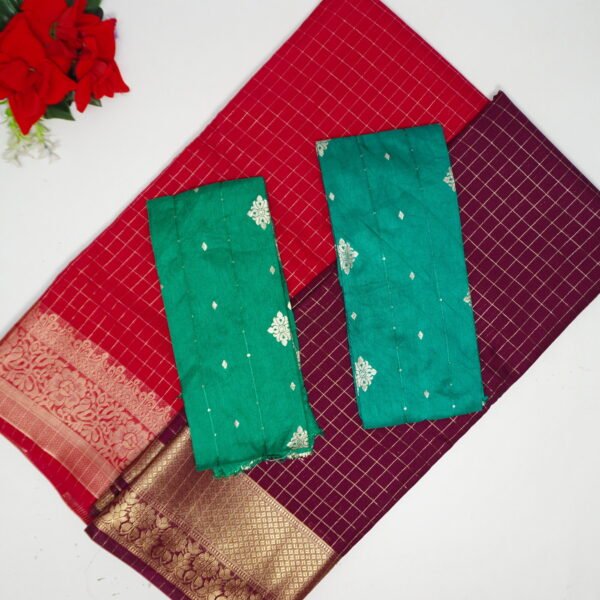 Apple Silk In mangalagiri Checkes Sarees-MB368