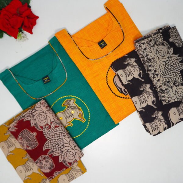 Pure Mangalagiri Cotton 3 Piece Set-MB382(3XL-46 Size)