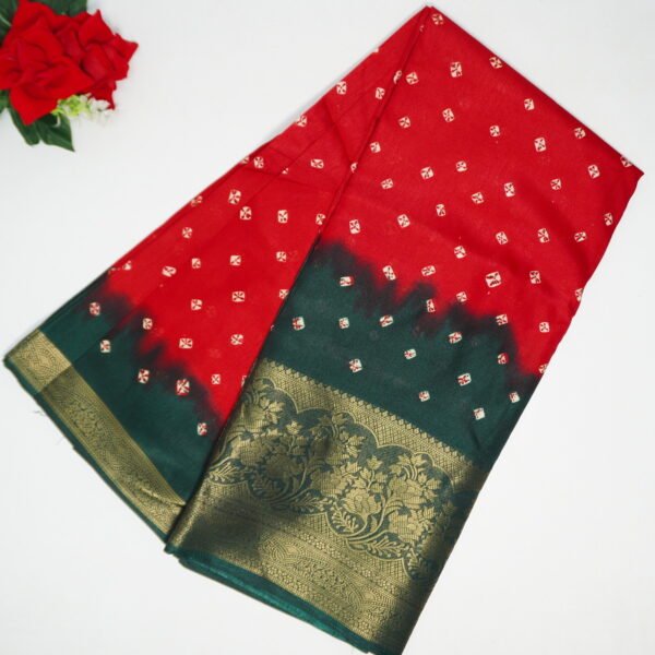 Mangalam Silk Bigg Border(Red to Green)-MB575