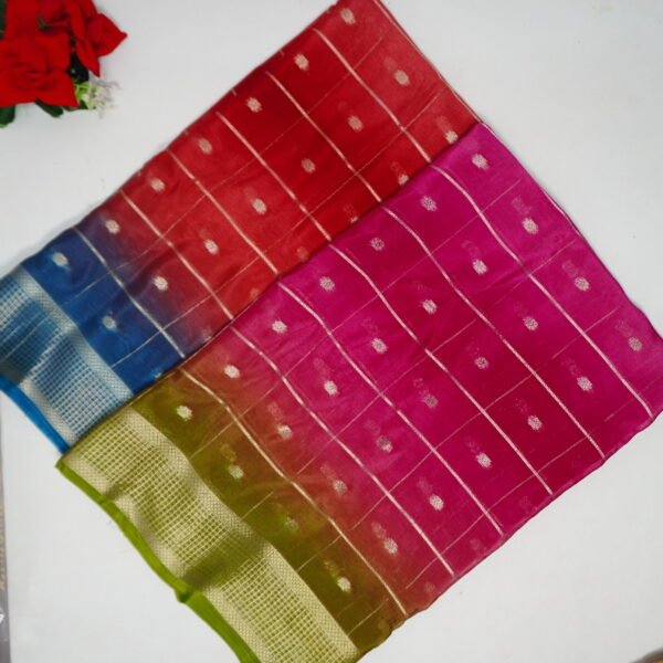 Raw Mango silk With Visco Butties & Checks -MB432