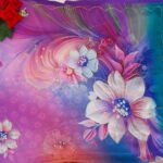 Rainbow Pure Georgette Digital Cut Work Sarees -MB438 - Image 3