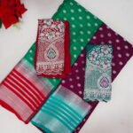 Mysour Silk With Silver Butties And work Blouse -MB439