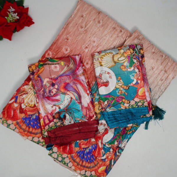 Rangoli silk syrojki digital Dancing dolls Lehanga (Half saree)-MB441