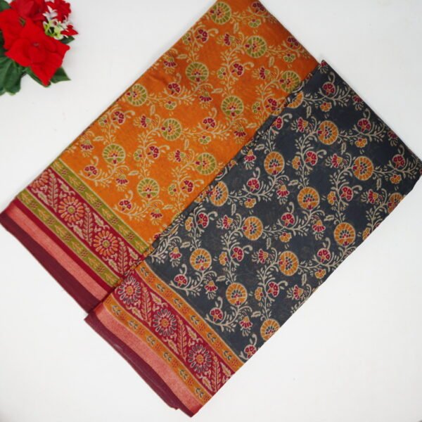 Kalamkari Mul Mul Silk Sarees -MB450