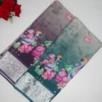 Pure Georgette Digital Silver Pattu Borders -MB498