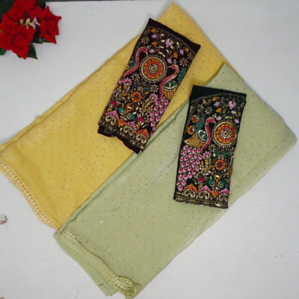 Cruncy Silk With Work Blouse-MB539