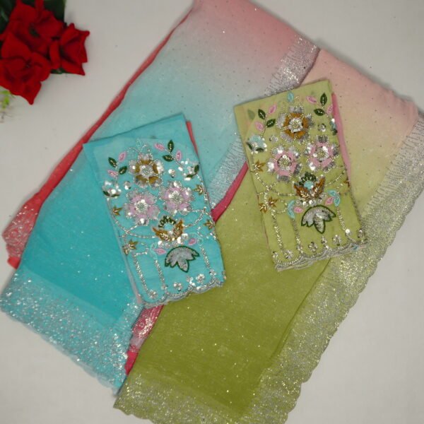 Pure Rainbow Georgette Sirosky Stone Work Blouse -MB552