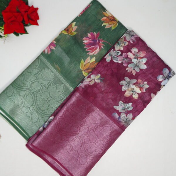 Pure Lenin Digital Sarees -MB566