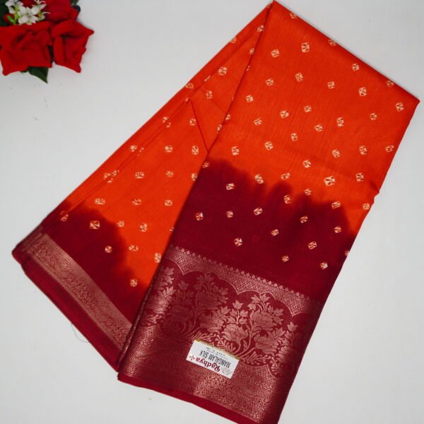 Mangalam Silk Bigg Border(Orange to Maroon red)-MB575