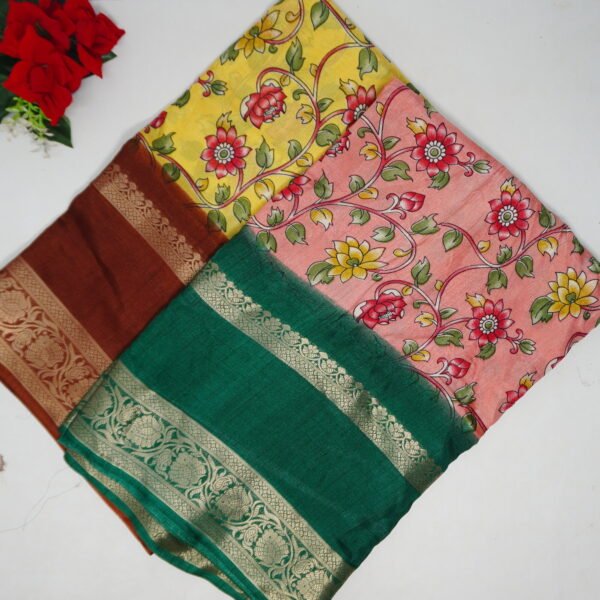 Pen Kalamkri Dola Gap Border SArees -MB578