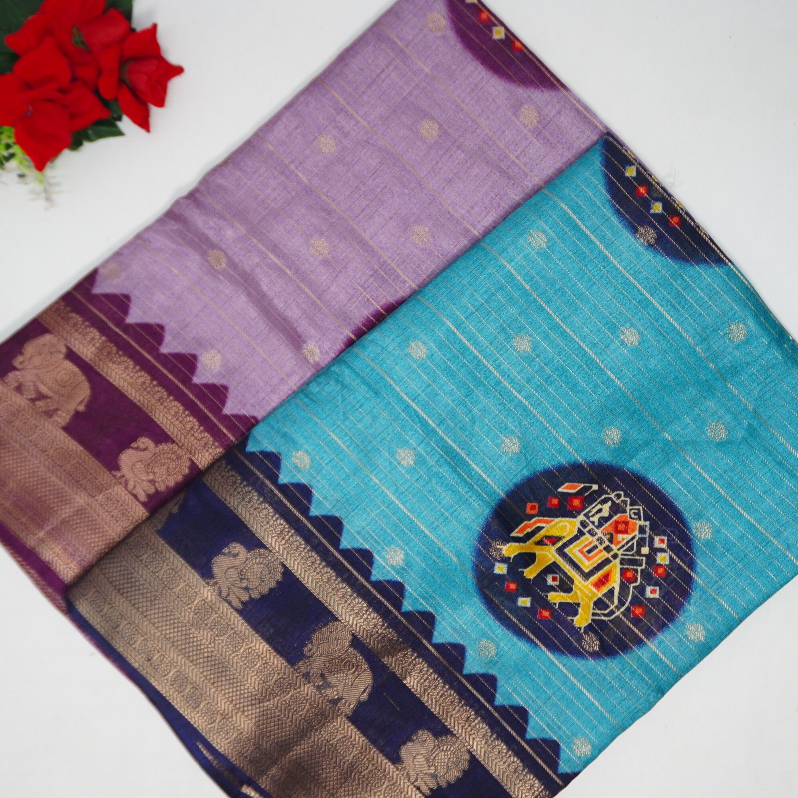 583 (7) Pochampally Erode Zarry Kalamkari Sarees-MB583 - Image 1