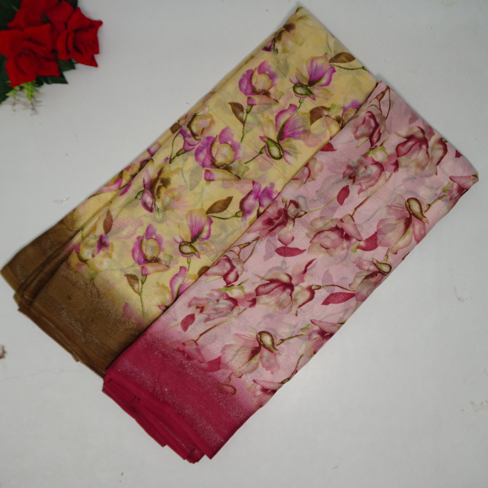 606 (8) Chiffon Georgette Viscose Sarees -MB606 - Image 1