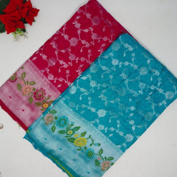 Pytani Leaf Deasigner Menakari Semi Raw Mango Sarees -MB609