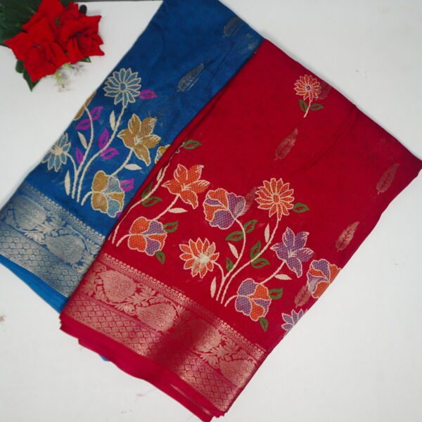 Rizal Silk With Netted Sarees-MB714