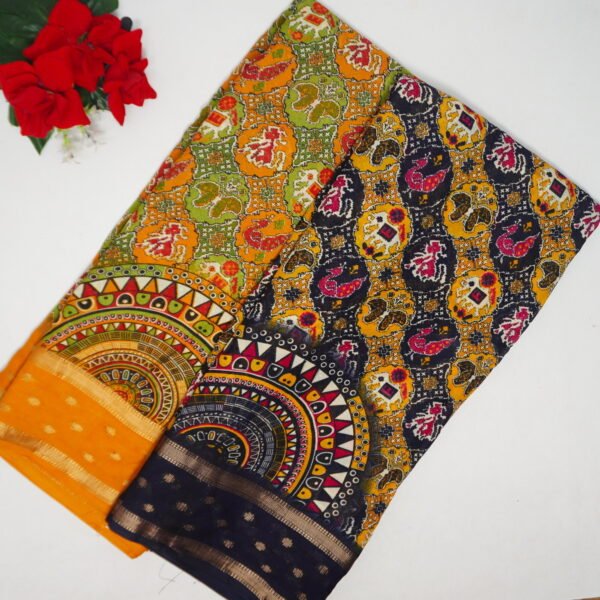 Avantika Kalamkari Gap Border Sarees-MB762