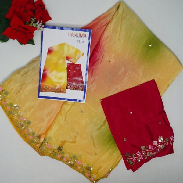 Chinon Cut Work Sarees-MB767