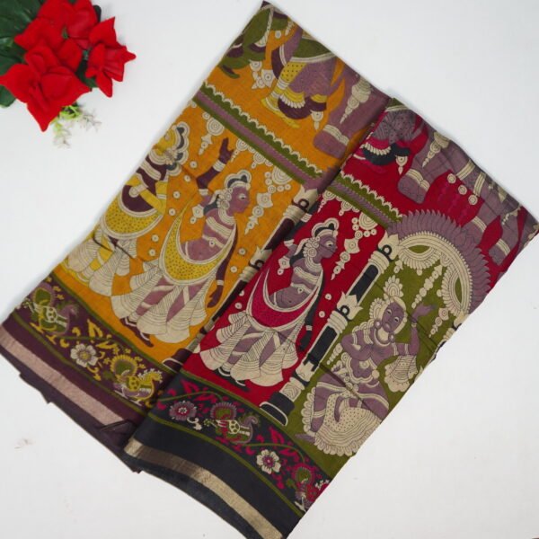 Mul Mul Kalamkari Silk Sarees-MB776