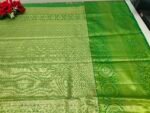 Bridal Light Waight Tissue Kanchi Pattu -P01(Cream To Parrot Green) - Image 3