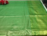 Bridal Light Waight Tissue Kanchi Pattu -P01(Cream To Parrot Green) - Image 2