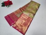 Bridal Light Waight Tissue Kanchi Pattu -P09(Mehandi To Rani Pink)