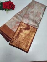 Bridal Light Waight Tissue Kanchi Pattu -P14(Silver To Marron Red)