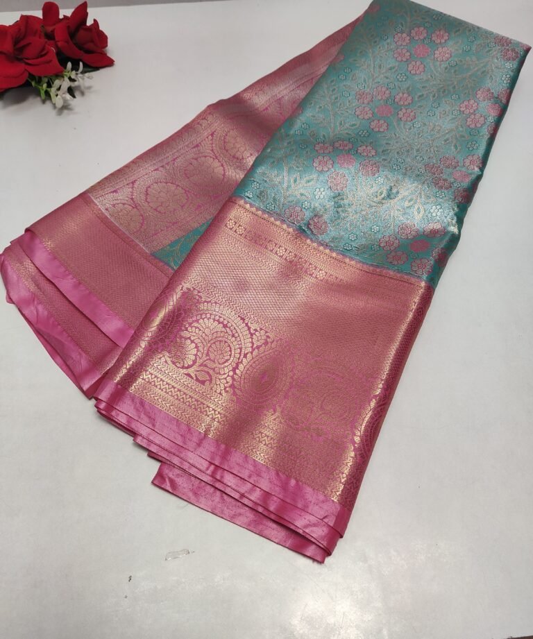 Bridal Light Waight Tissue Kanchi Pattu -P16(Sea Green To Peach)