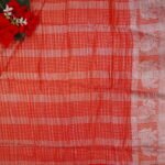 Silver Zarry Pattu With Gap Border Sarees-MB806 - Image 3