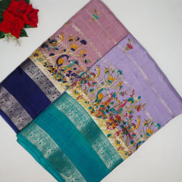 Penkalamkari Gap Border Sarees-MB839