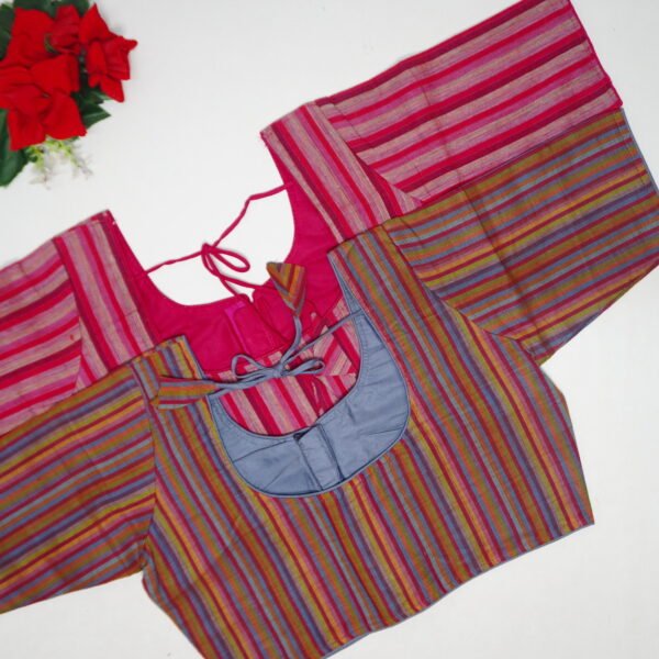 Khadi Silk With Round Neck Blouses-B90